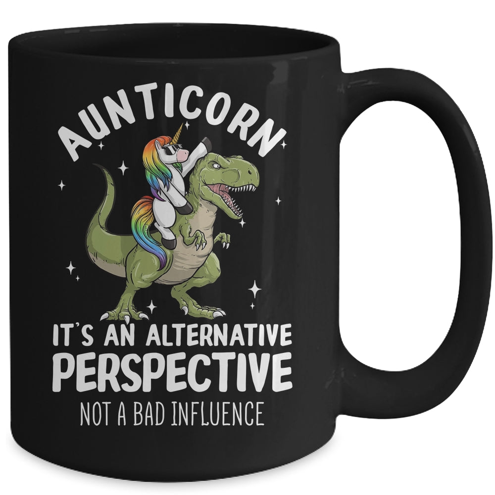 Auntie Unicorn Not Bad Influence Aunt T-Rex Aunticorn Mug | siriusteestore