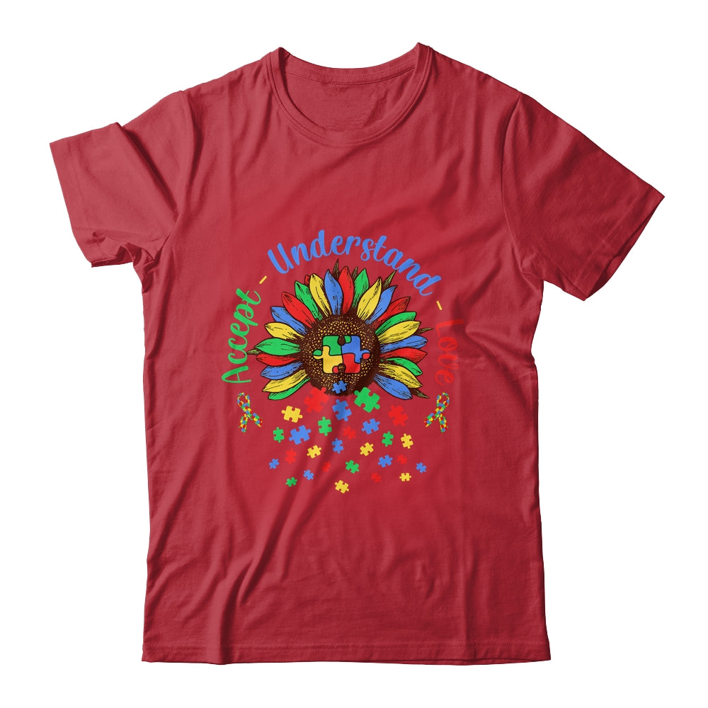 Autism Awareness Accept Understand Love ASD Rainbow Flower Shirt & Hoodie | siriusteestore