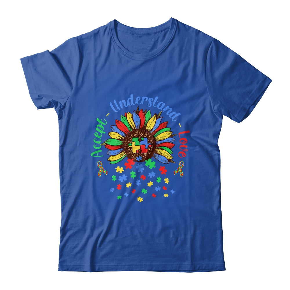 Autism Awareness Accept Understand Love ASD Rainbow Flower Shirt & Hoodie | siriusteestore