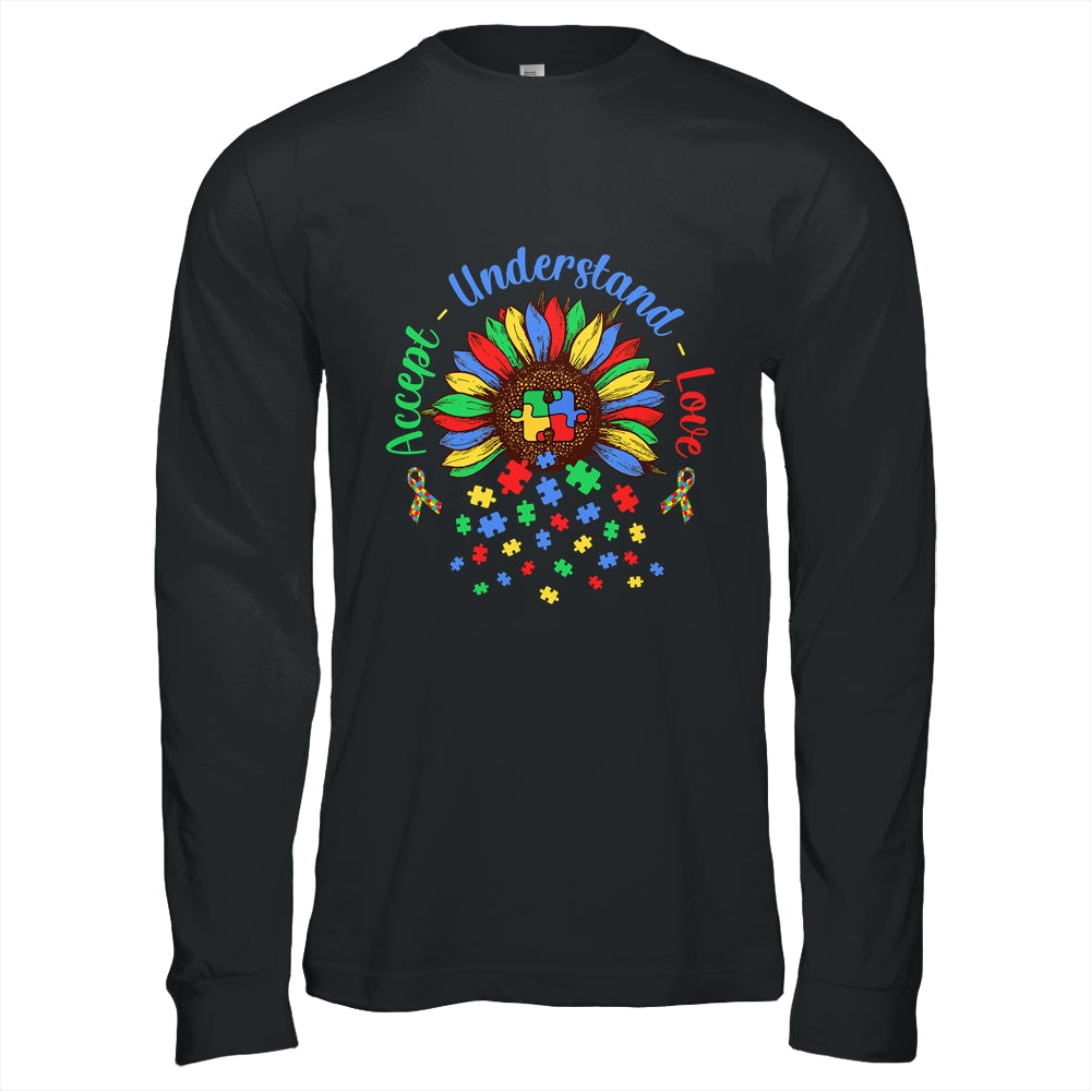 Autism Awareness Accept Understand Love ASD Rainbow Flower Shirt & Hoodie | siriusteestore