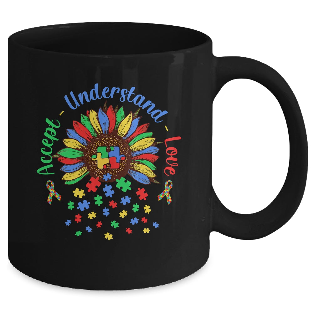 Autism Awareness Accept Understand Love ASD Rainbow Flower Mug | siriusteestore
