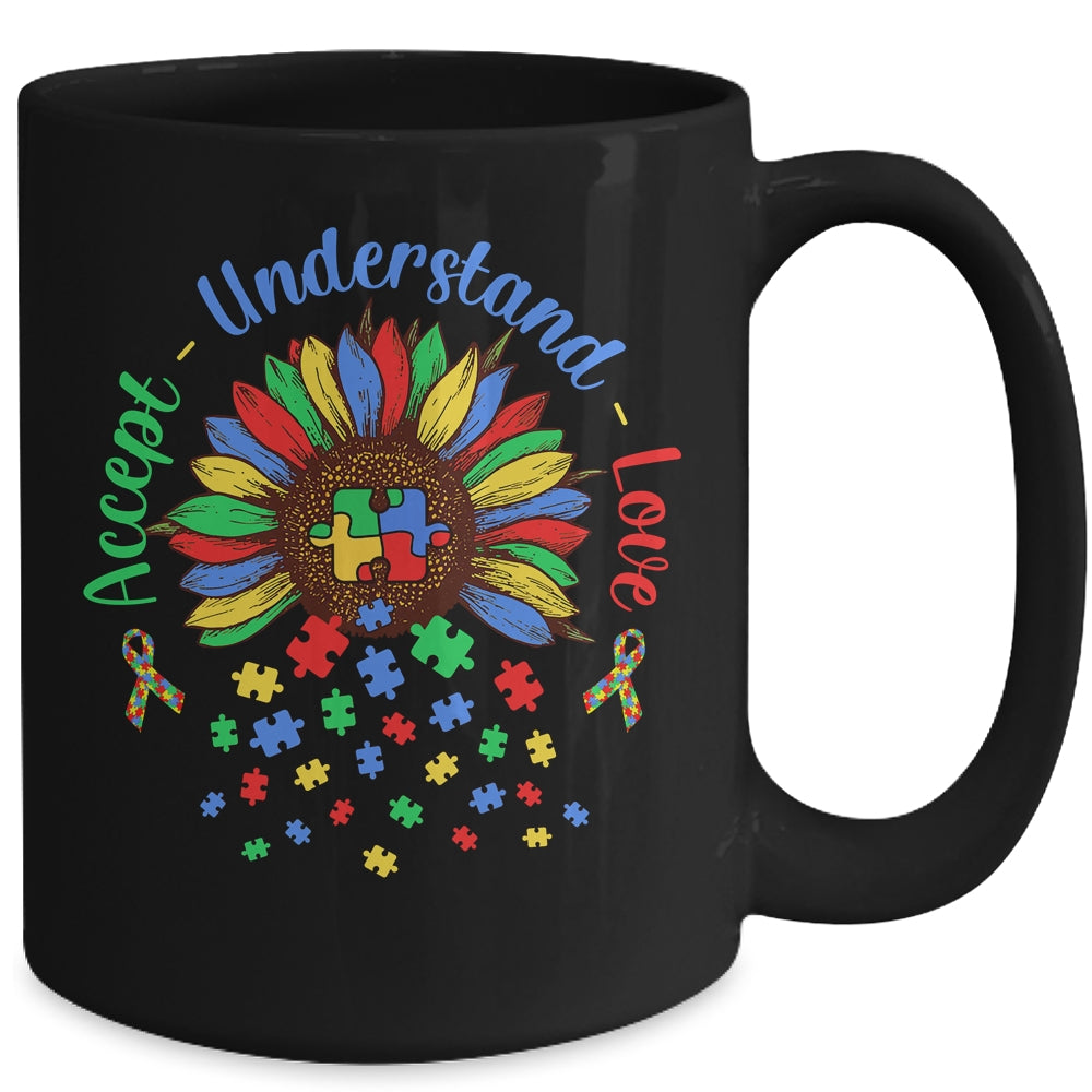Autism Awareness Accept Understand Love ASD Rainbow Flower Mug | siriusteestore