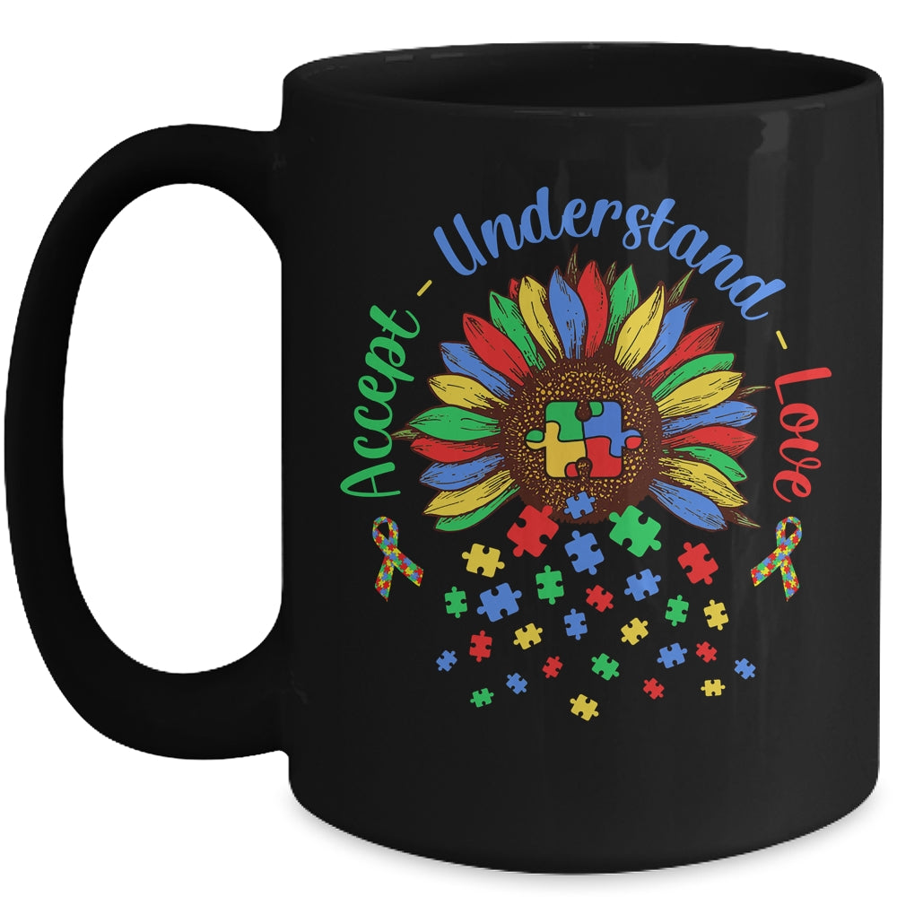 Autism Awareness Accept Understand Love ASD Rainbow Flower Mug | siriusteestore