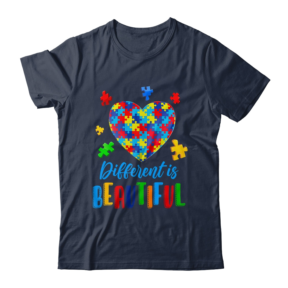 Autism Awareness Different Is Beautiful Autism Heart Shirt & Hoodie | siriusteestore