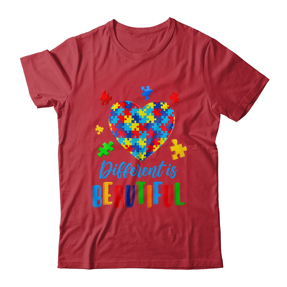 Autism Awareness Different Is Beautiful Autism Heart Shirt & Hoodie | siriusteestore