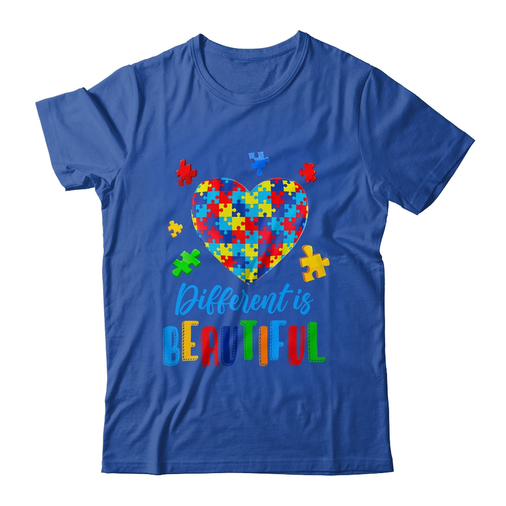 Autism Awareness Different Is Beautiful Autism Heart Shirt & Hoodie | siriusteestore