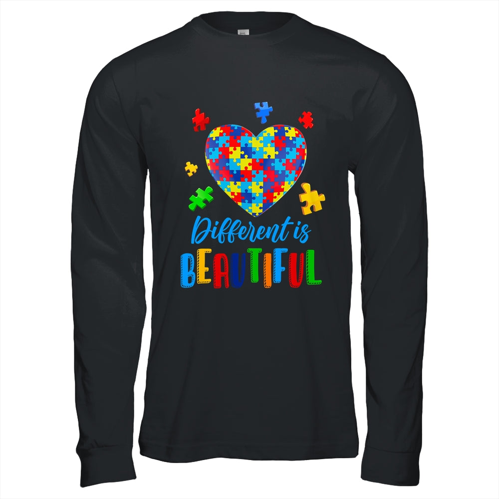 Autism Awareness Different Is Beautiful Autism Heart Shirt & Hoodie | siriusteestore