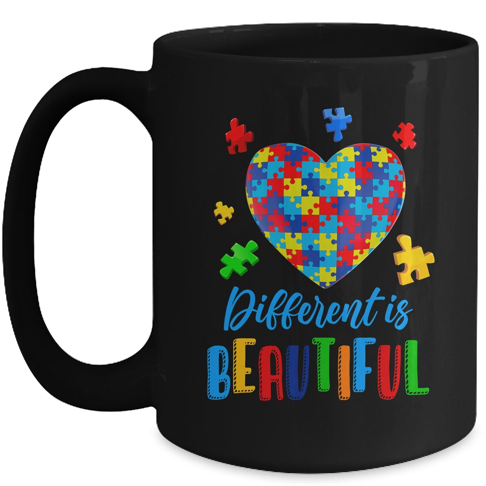 Autism Awareness Different Is Beautiful Autism Heart Mug | siriusteestore