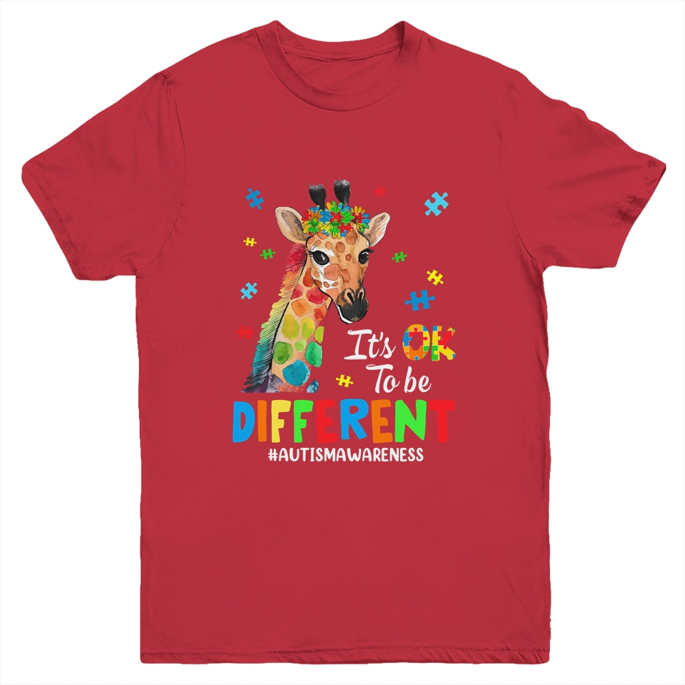 Autism Awareness Giraffe Women Kid Its Ok To Be Different Youth Shirt | siriusteestore