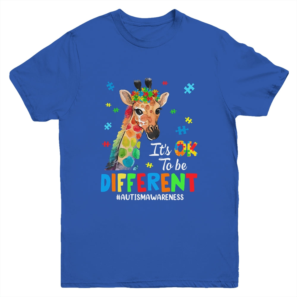 Autism Awareness Giraffe Women Kid Its Ok To Be Different Youth Shirt | siriusteestore