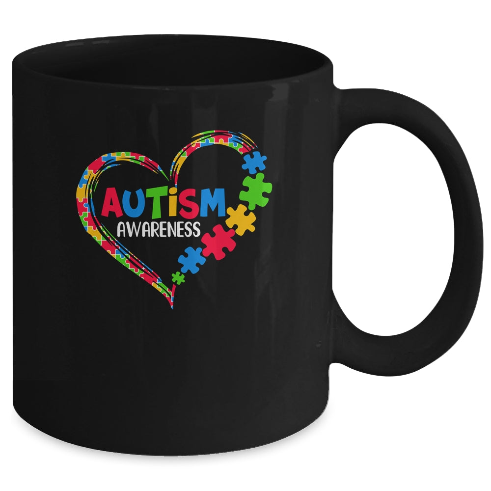 Autism Awareness Heart Puzzle Piece Support Autistic Mug | siriusteestore