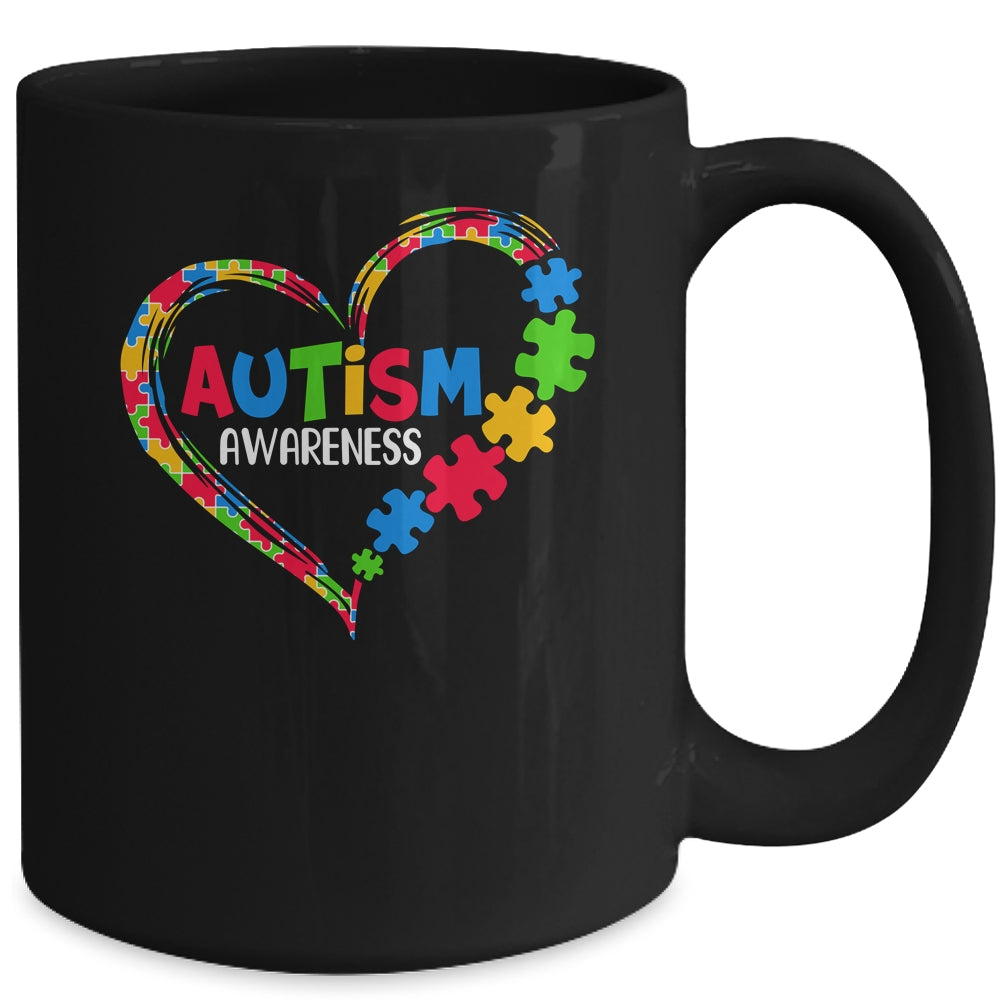 Autism Awareness Heart Puzzle Piece Support Autistic Mug | siriusteestore