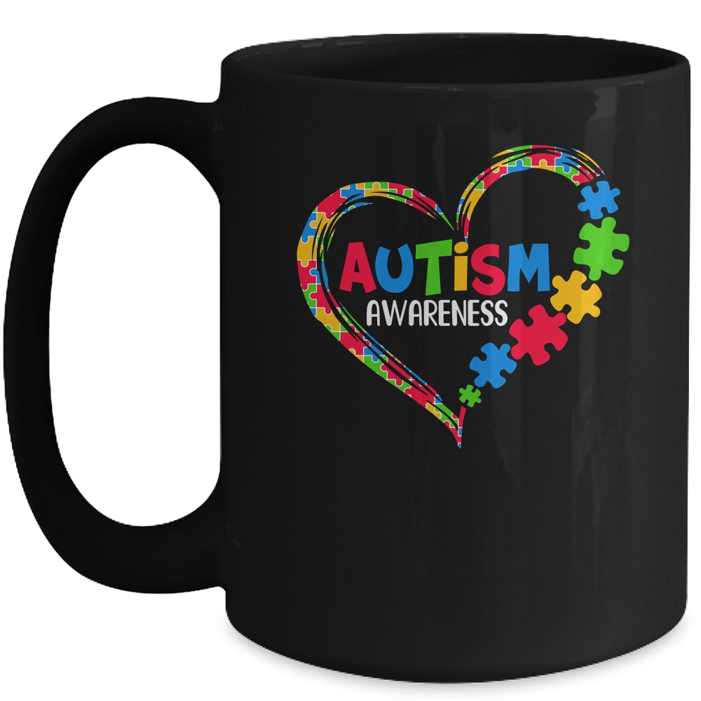 Autism Awareness Heart Puzzle Piece Support Autistic Mug | siriusteestore