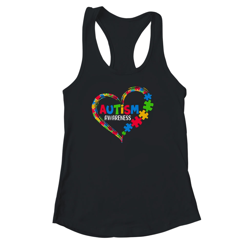 Autism Awareness Heart Puzzle Piece Support Autistic Shirt & Tank Top | siriusteestore