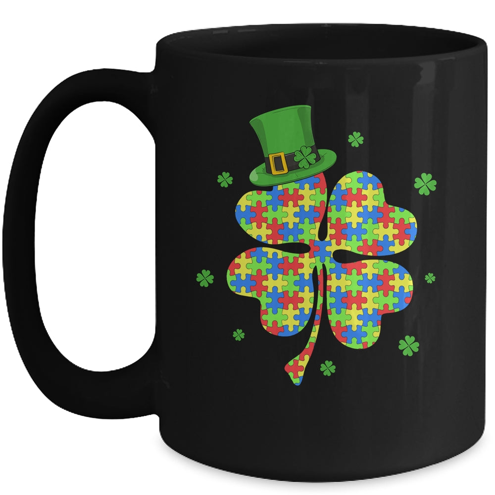 Autism Awareness Shamrock Wearing Leprechaun Hat St Patricks Mug | siriusteestore