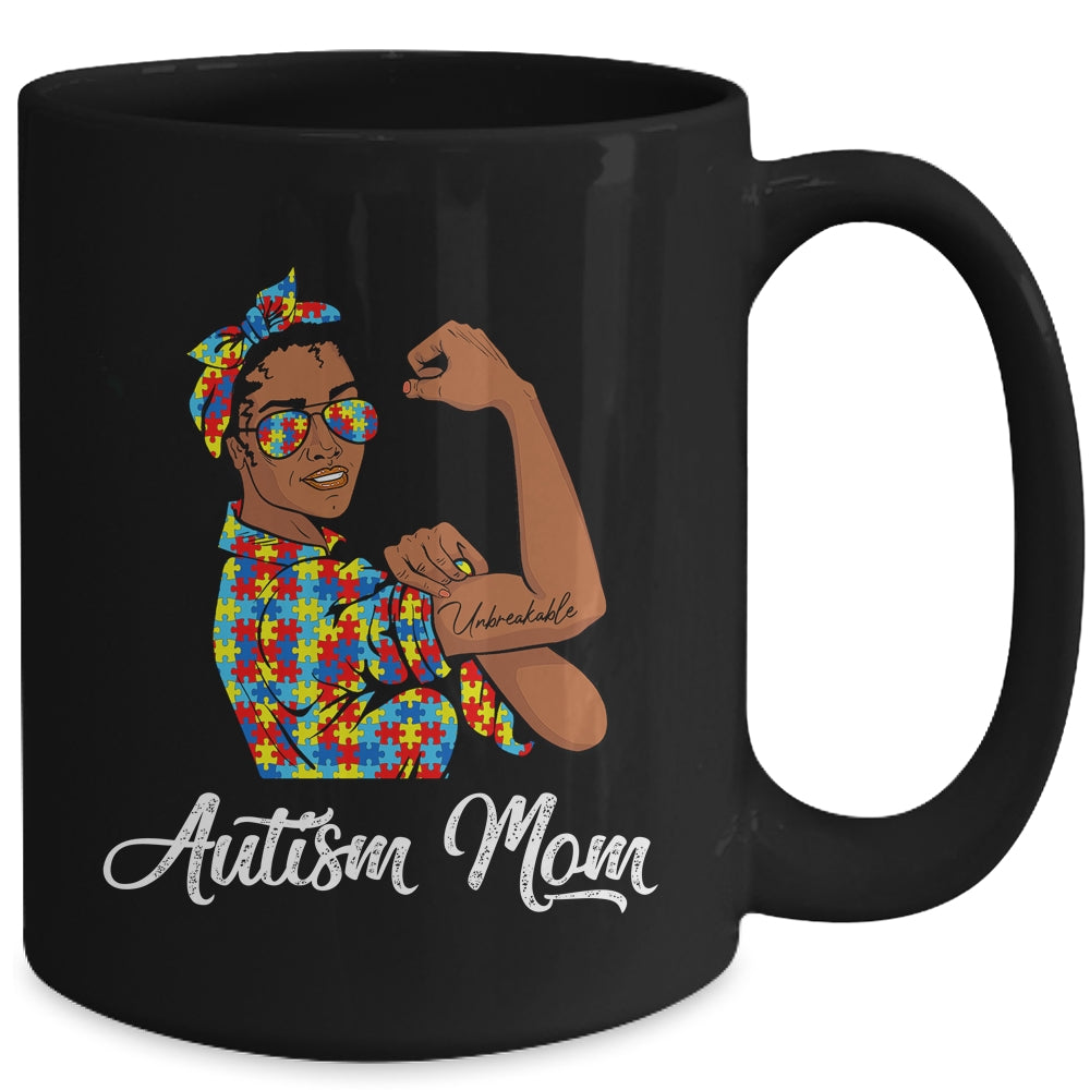Autism Awareness Strong Mom Afro Mother Black Women Mug | siriusteestore