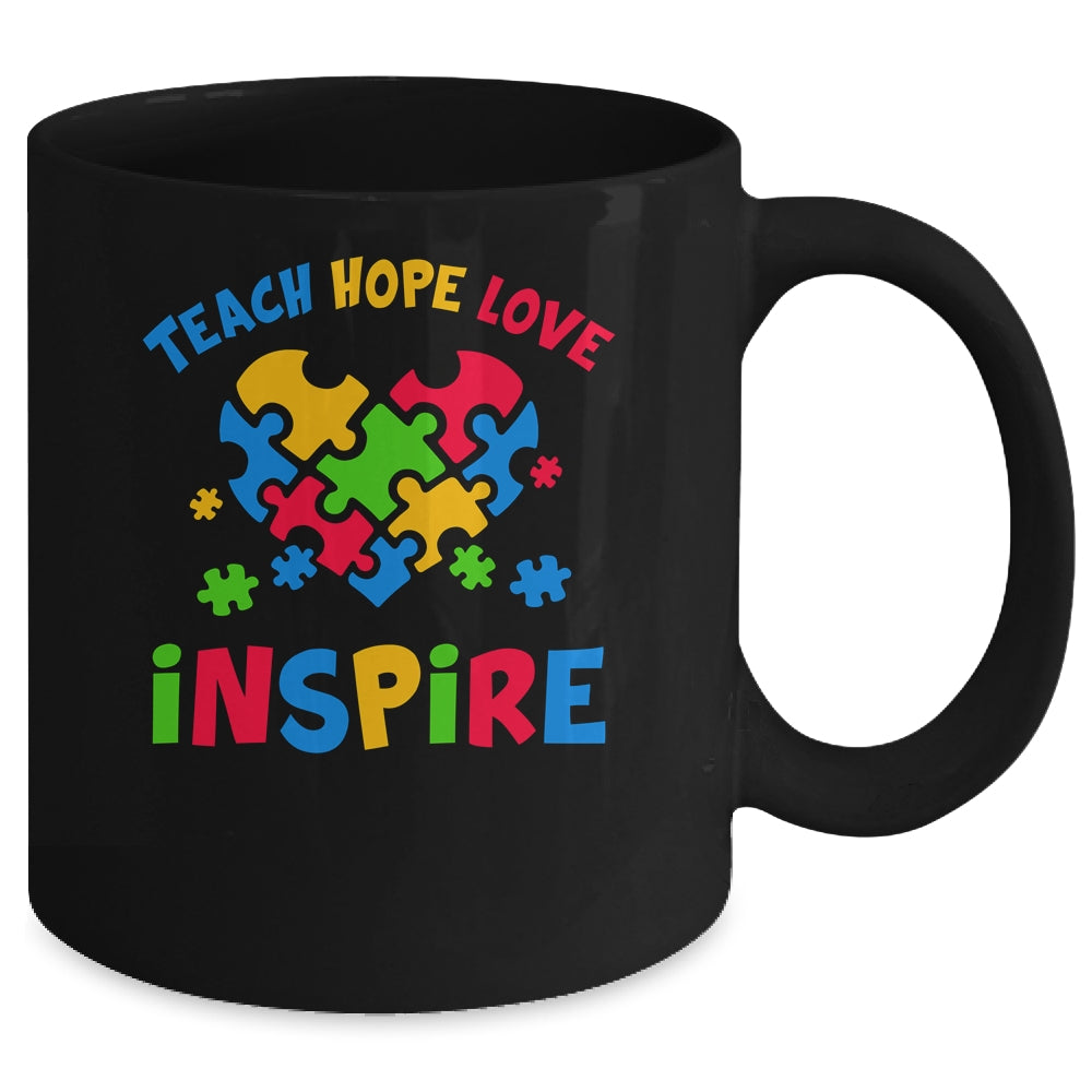 Autism Awareness Teacher Teach Hope Love Inspire Mug | siriusteestore