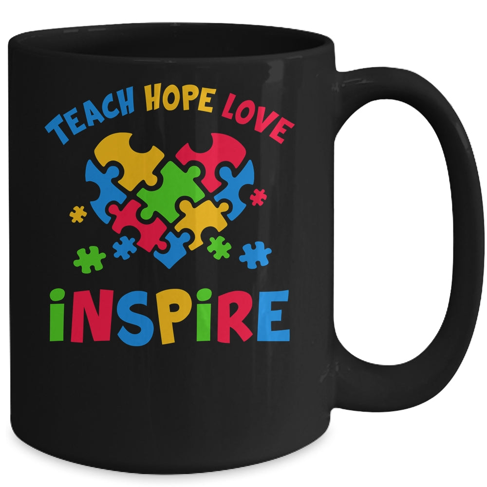 Autism Awareness Teacher Teach Hope Love Inspire Mug | siriusteestore