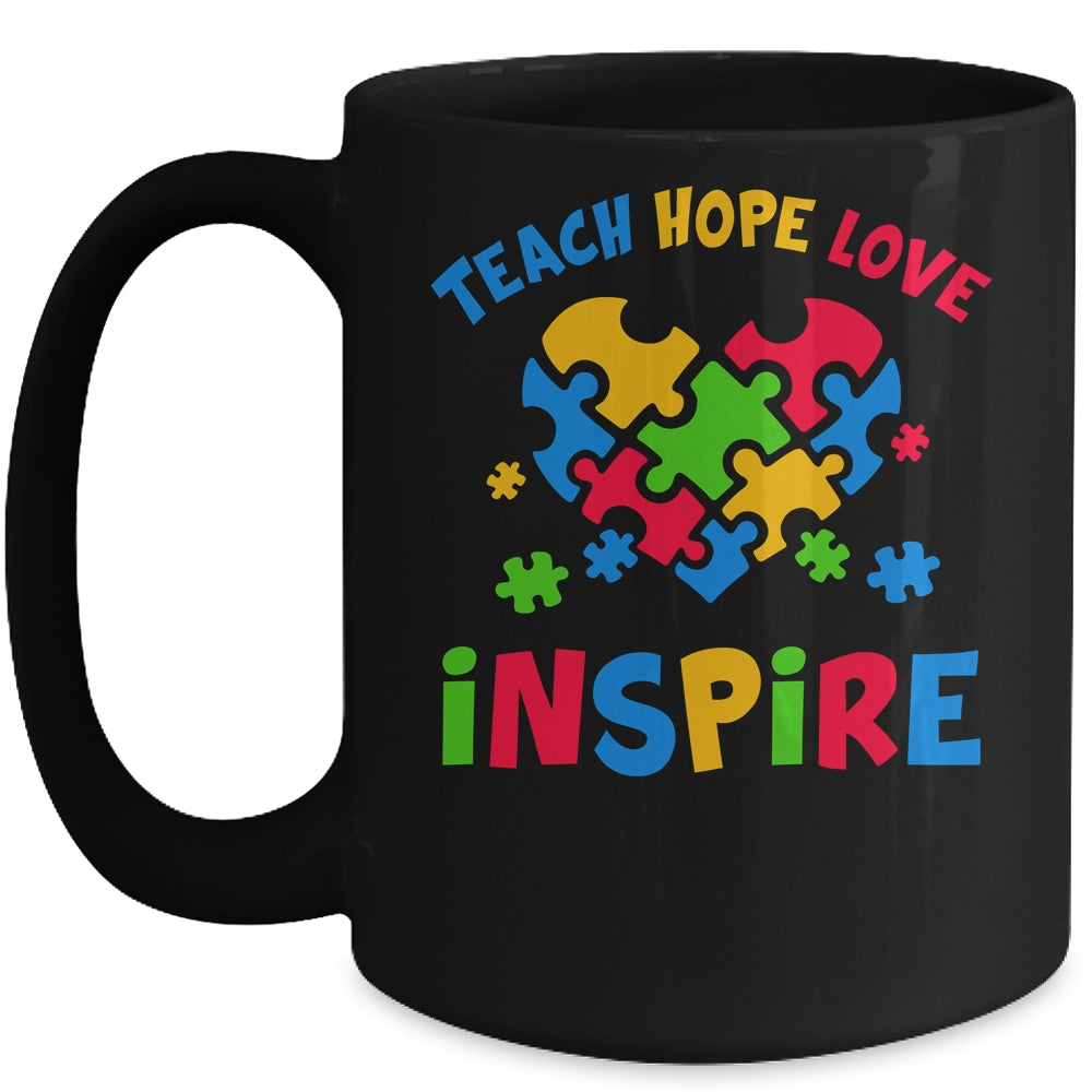 Autism Awareness Teacher Teach Hope Love Inspire Mug | siriusteestore