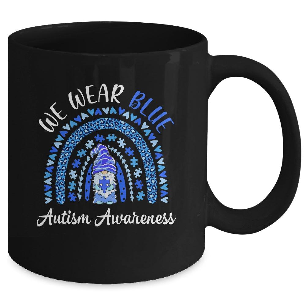 Autism Awareness We Wear Blue Rainbow Gnome Mug | siriusteestore