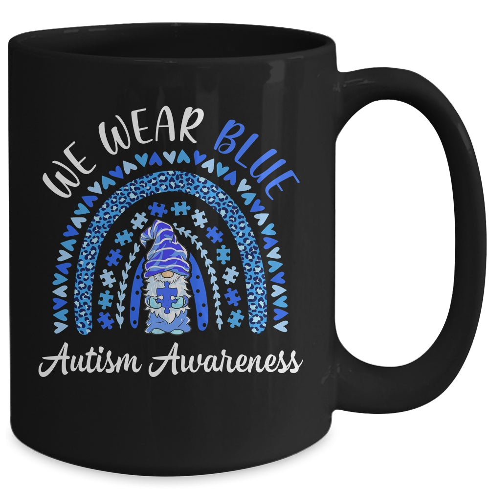Autism Awareness We Wear Blue Rainbow Gnome Mug | siriusteestore
