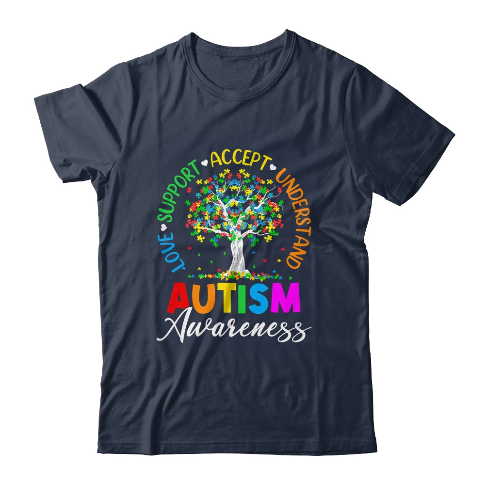 Autism Love Accept Support Autistic Autism Awareness Tree Shirt & Hoodie | siriusteestore