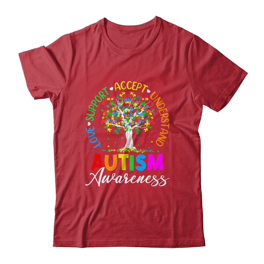 Autism Love Accept Support Autistic Autism Awareness Tree Shirt & Hoodie | siriusteestore