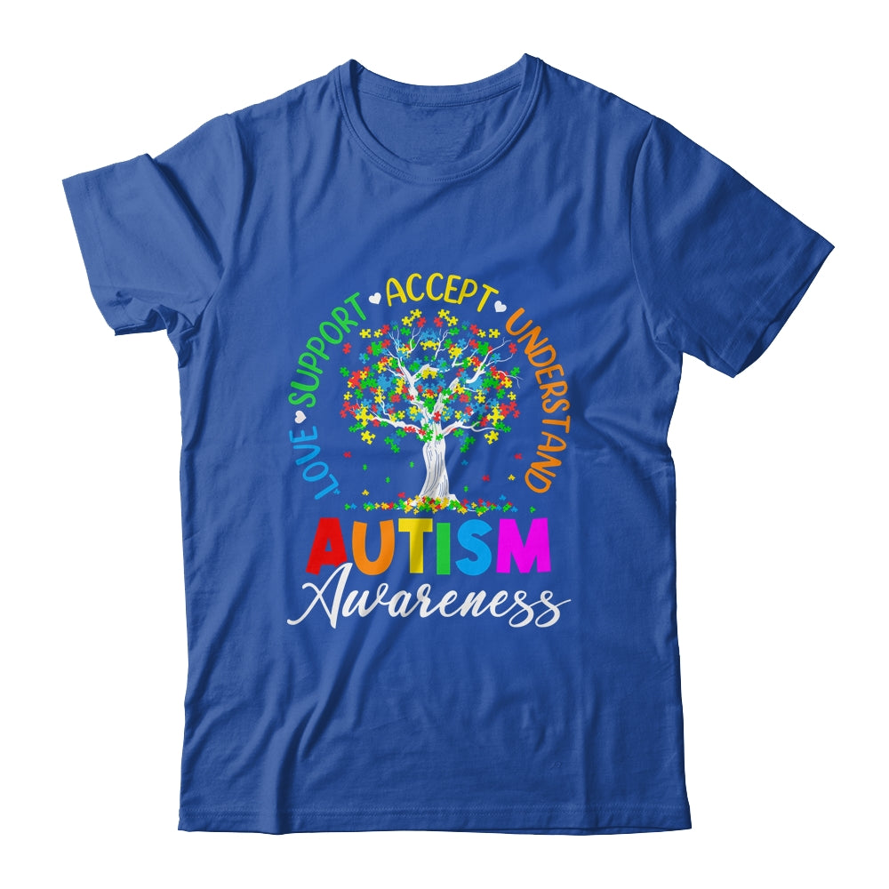 Autism Love Accept Support Autistic Autism Awareness Tree Shirt & Hoodie | siriusteestore
