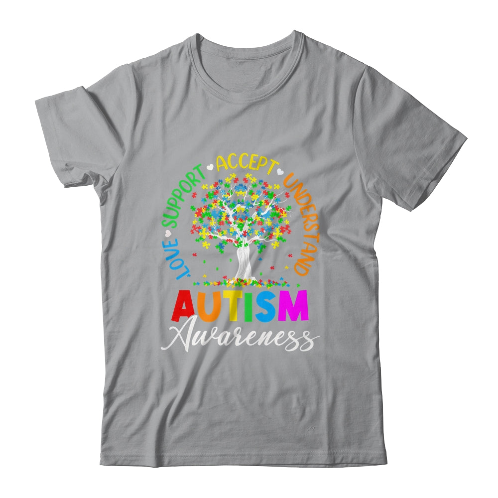 Autism Love Accept Support Autistic Autism Awareness Tree Shirt & Hoodie | siriusteestore