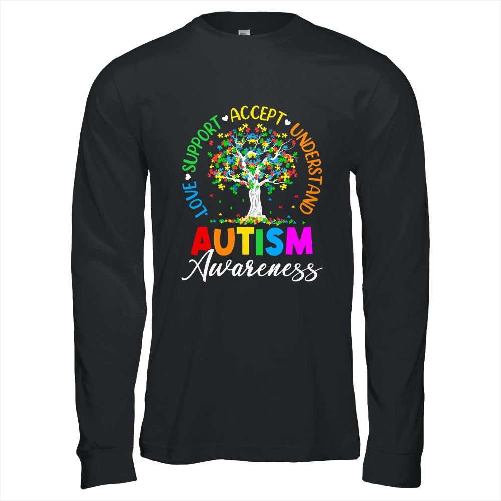 Autism Love Accept Support Autistic Autism Awareness Tree Shirt & Hoodie | siriusteestore