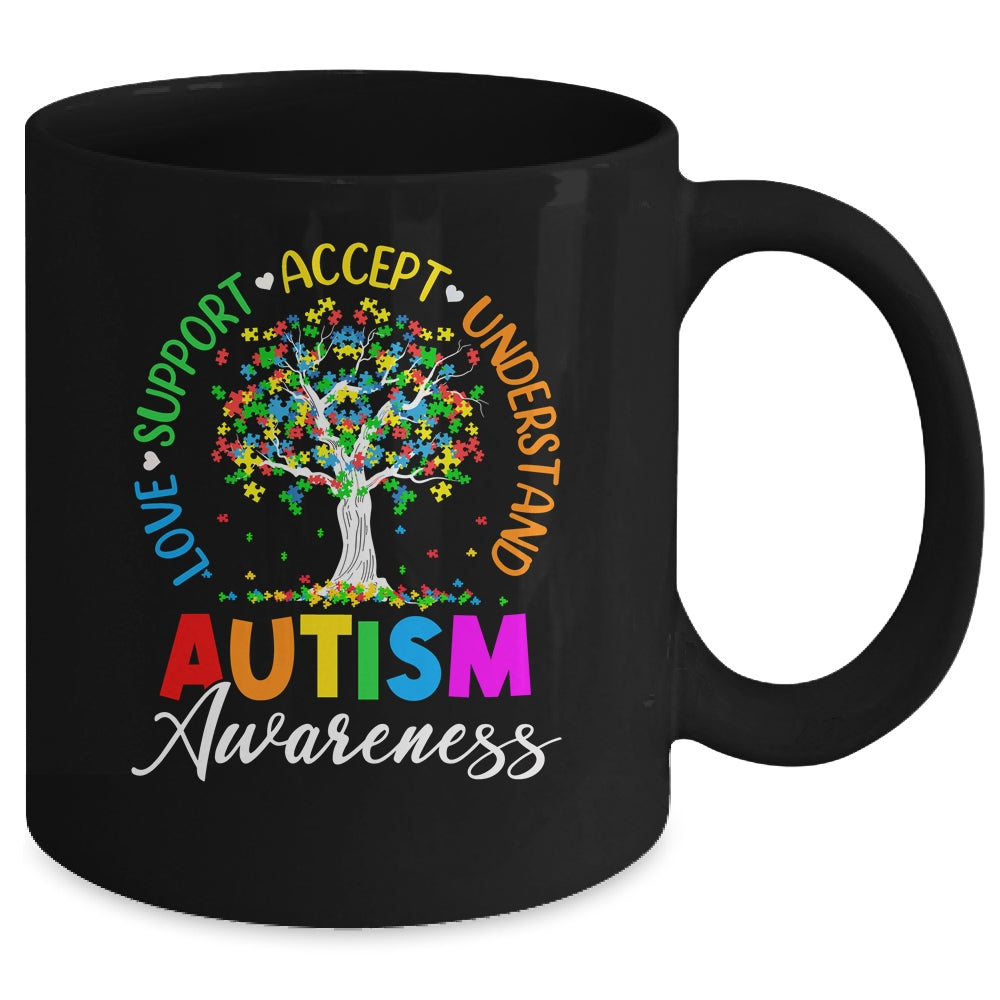 Autism Love Accept Support Autistic Autism Awareness Tree Mug | siriusteestore
