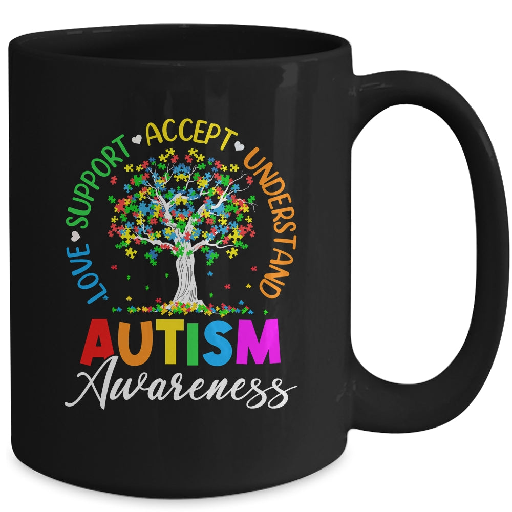 Autism Love Accept Support Autistic Autism Awareness Tree Mug | siriusteestore