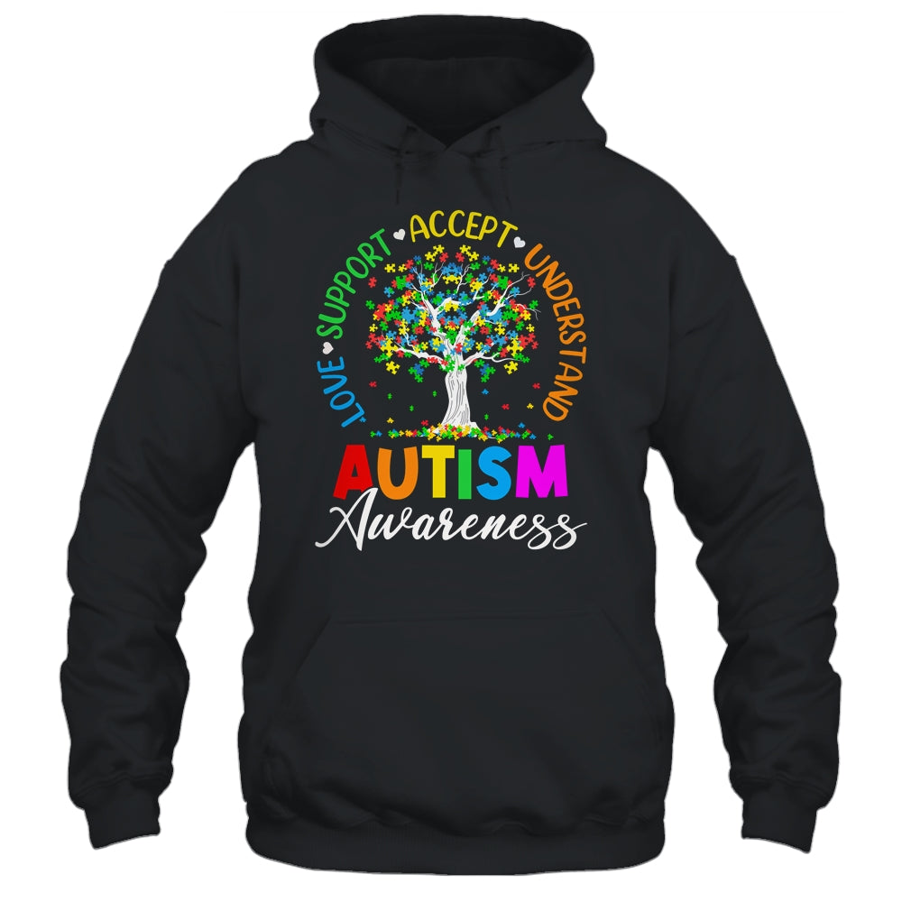 Autism Love Accept Support Autistic Autism Awareness Tree Shirt & Hoodie | siriusteestore