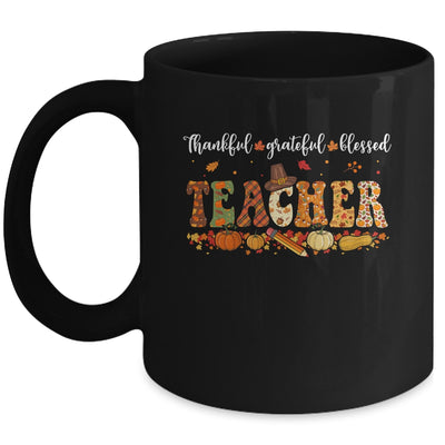 Autumn Fall Outfit Teacher Thankful Grateful Blessed Pumpkin Mug | siriusteestore