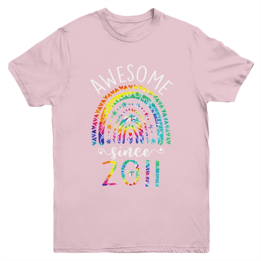 Awesome Since 2011 11th Birthday Rainbow Girl Tie Dye Youth Shirt | siriusteestore