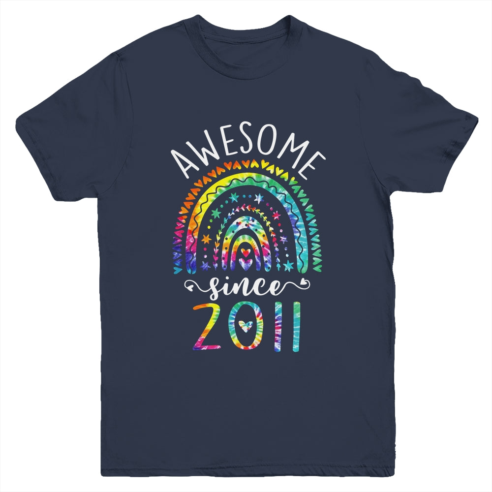 Awesome Since 2011 11th Birthday Rainbow Girl Tie Dye Youth Shirt | siriusteestore