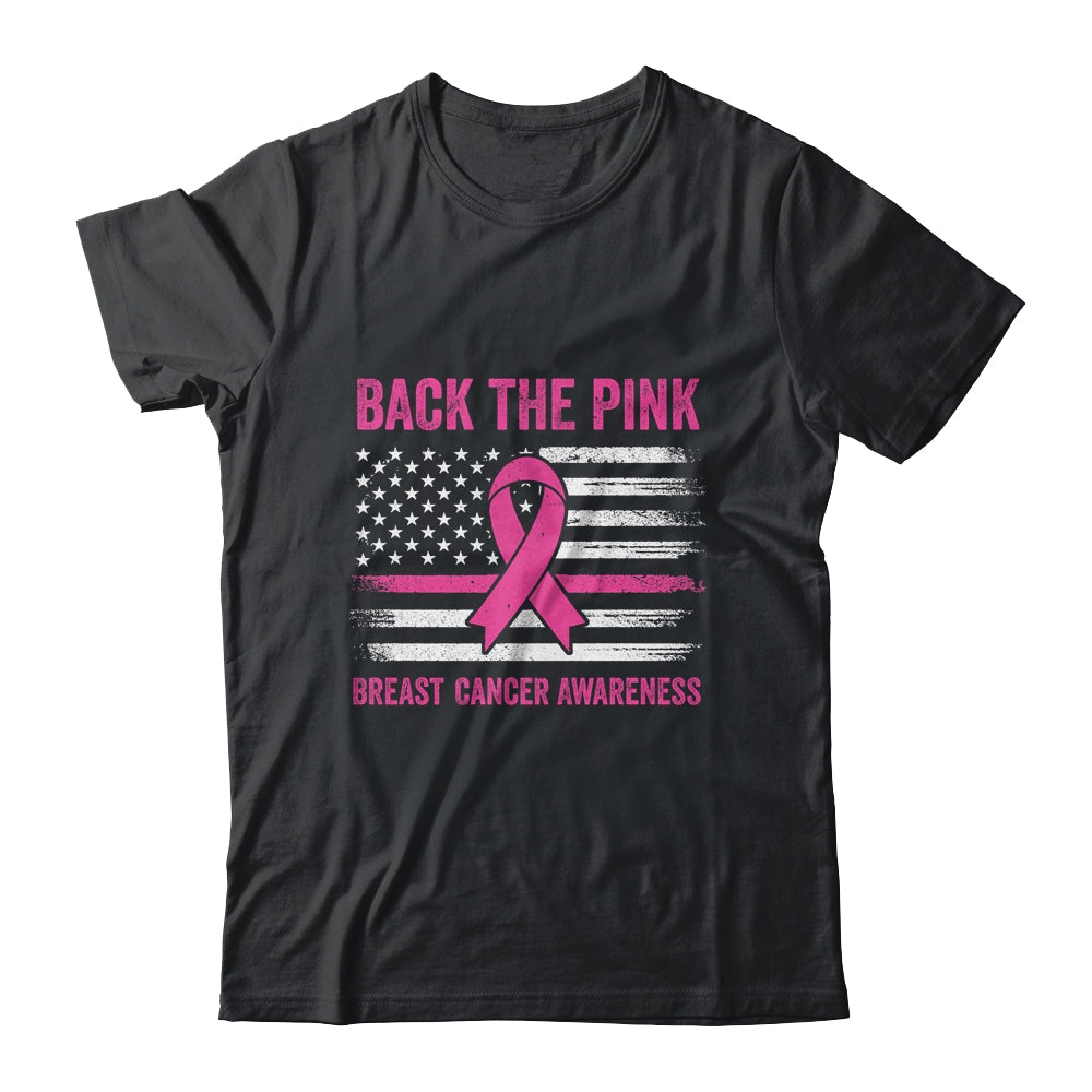 Back The Pink Ribbon American Flag Breast Cancer Awareness Shirt & Hoodie | siriusteestore