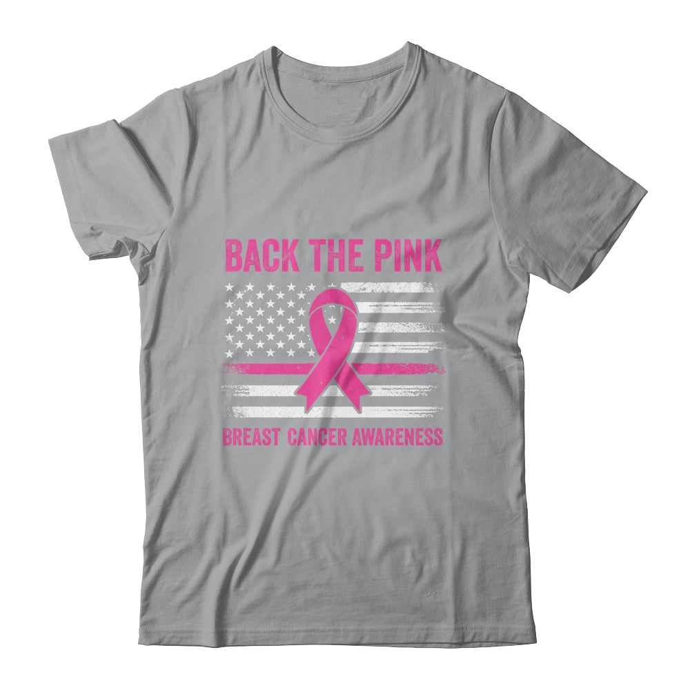 Back The Pink Ribbon American Flag Breast Cancer Awareness Shirt & Hoodie | siriusteestore