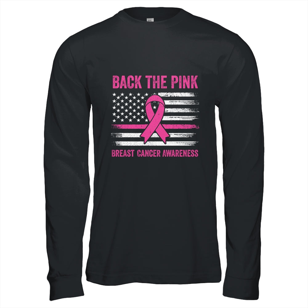 Back The Pink Ribbon American Flag Breast Cancer Awareness Shirt & Hoodie | siriusteestore