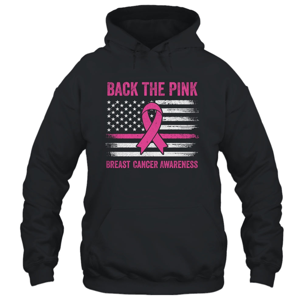 Back The Pink Ribbon American Flag Breast Cancer Awareness Shirt & Hoodie | siriusteestore