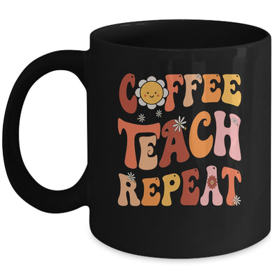 Back To School Coffee Teach Repeat Teacher Life Motivational Mug | siriusteestore