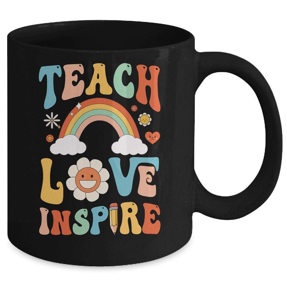 Back To School Teach Love Inspire Retro Teachers Mug | siriusteestore