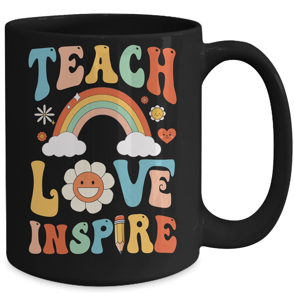 Back To School Teach Love Inspire Retro Teachers Mug | siriusteestore