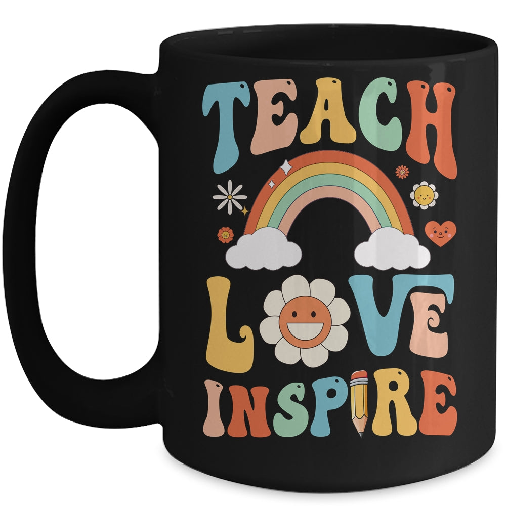 Back To School Teach Love Inspire Retro Teachers Mug | siriusteestore