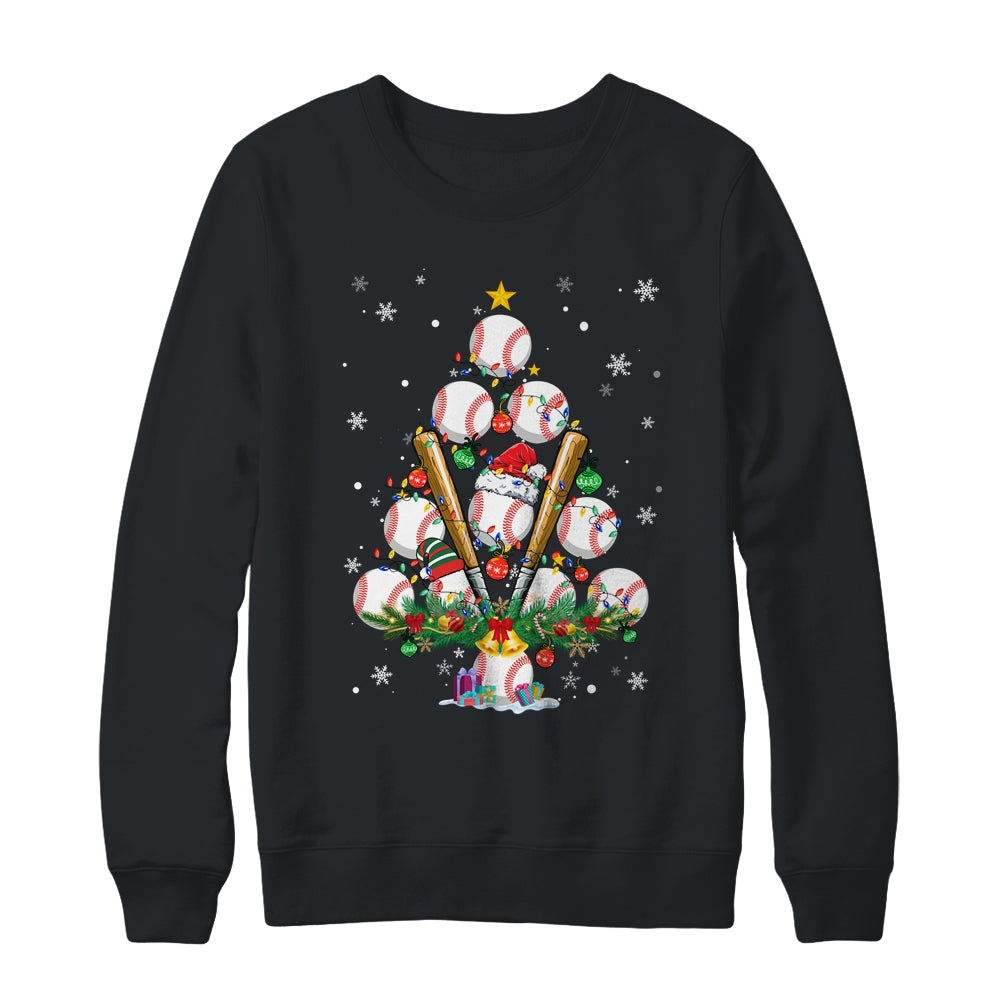 Baseball Christmas Tree Santa Pickleball X Mas Lights Shirt & Sweatshirt | siriusteestore
