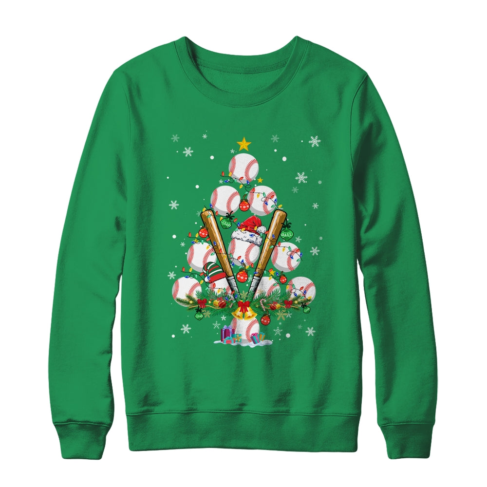 Baseball Christmas Tree Santa Pickleball X Mas Lights Shirt & Sweatshirt | siriusteestore