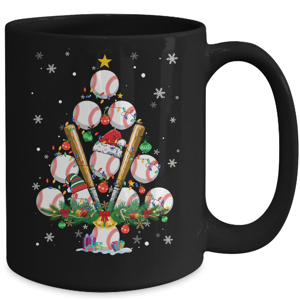 Baseball Christmas Tree Santa Pickleball X Mas Lights Mug | siriusteestore