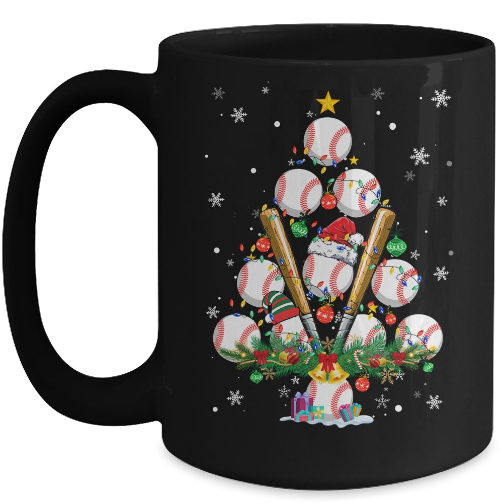 Baseball Christmas Tree Santa Pickleball X Mas Lights Mug | siriusteestore