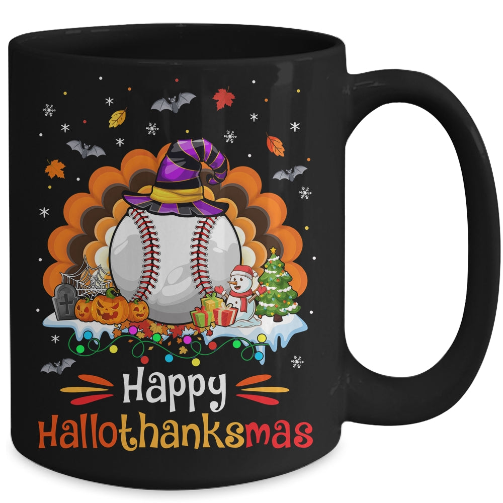 Baseball Halloween Christmas Thanksgiving Hallothanksmas Mug | siriusteestore