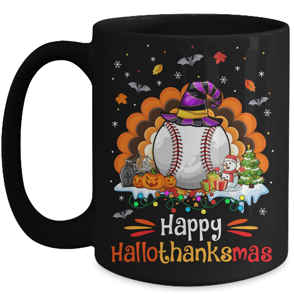 Baseball Halloween Christmas Thanksgiving Hallothanksmas Mug | siriusteestore
